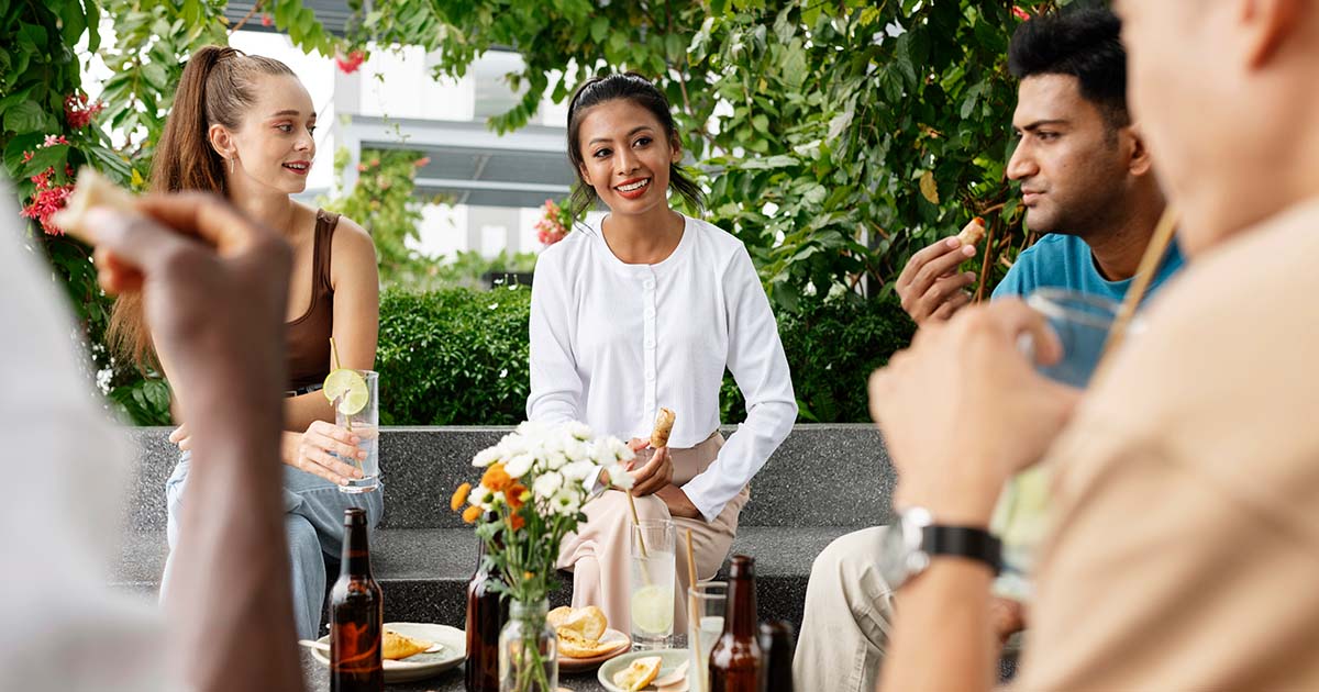 people socializing in a party